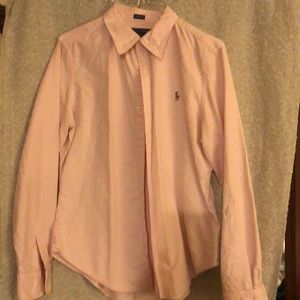 Skinny fit button down pink and white striped